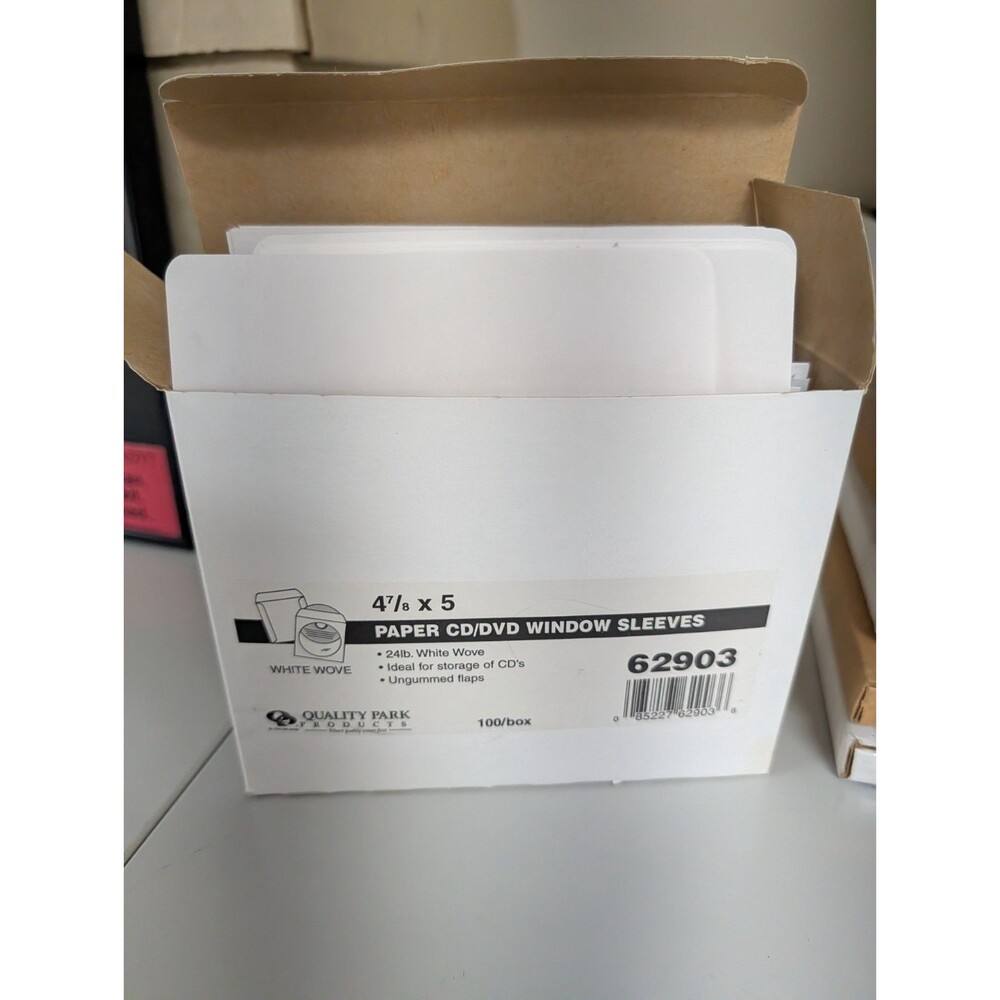 Quality Park QUA62903 CD DVD Sleeves 5"x4.87" White 100/box